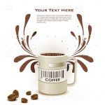 Coffee Mug with Barcode, Brown Details and Sample Text